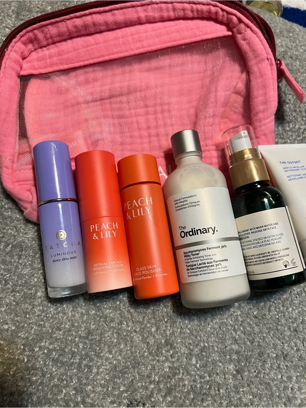 Caudalie Pink Travel Pouch with Skincare Set